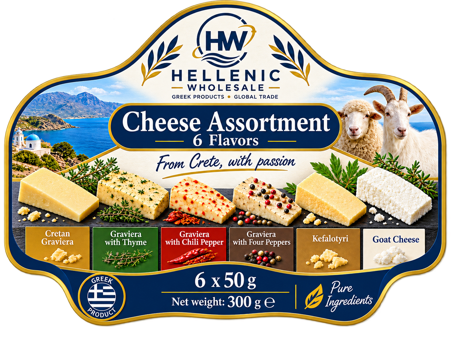 Hellenic Wholesale Cheese Assortment Label